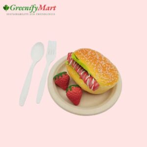 White 100% Biodegradable Plates